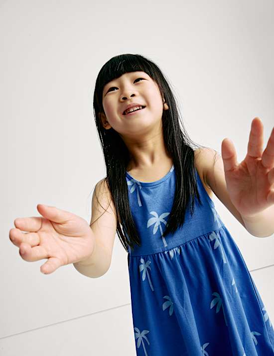 Φόρεμα με φοίνικες από 100% βαμβάκι (2-8 ετών)