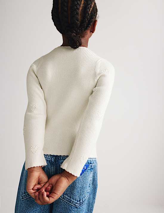Top en maille textur&eacute;e &agrave; motif c&oelig;urs (du 2 au 10 ans)