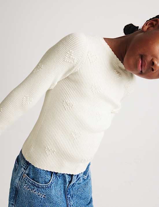 Top en maille textur&eacute;e &agrave; motif c&oelig;urs (du 2 au 10 ans)