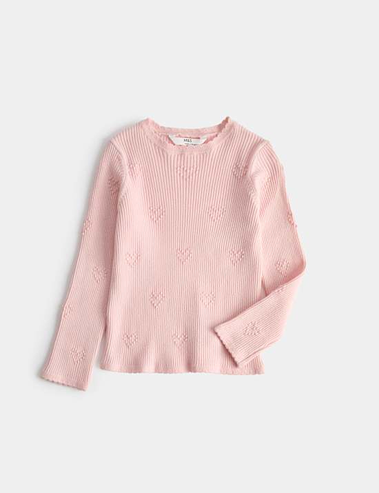 Top en maille textur&eacute;e &agrave; motif c&oelig;urs (du 2 au 10 ans)