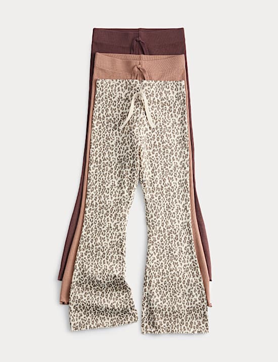 3pk Leopard Print Kickflare Leggings (2-8 Yrs)