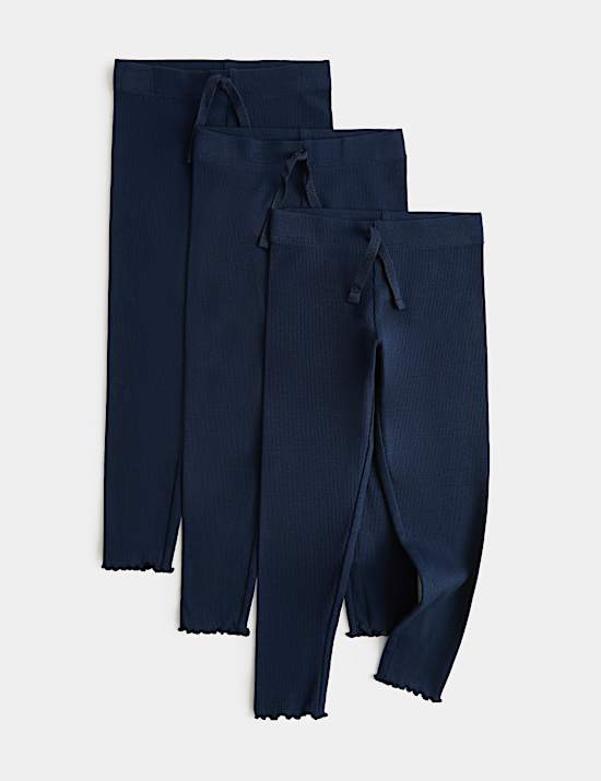 Set van 3 katoenrijke, geribbelde legging (2-8 jaar)