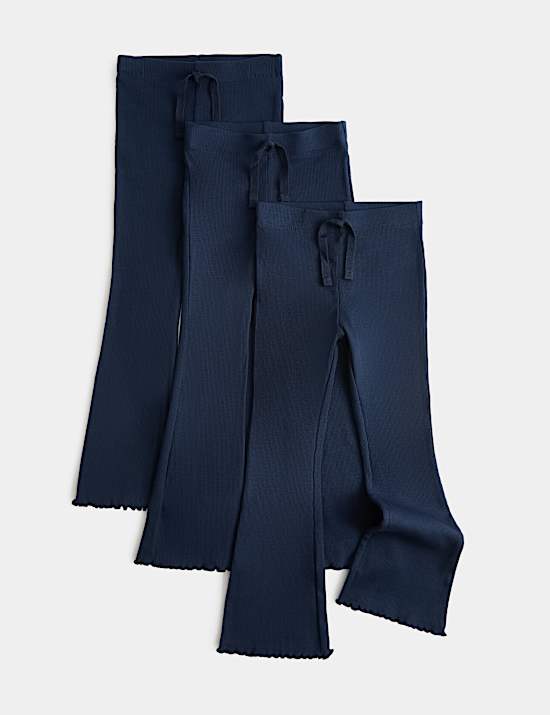 3 Pack Cotton Rich Ribbed Kickflare Leggings (2-8 Yrs)