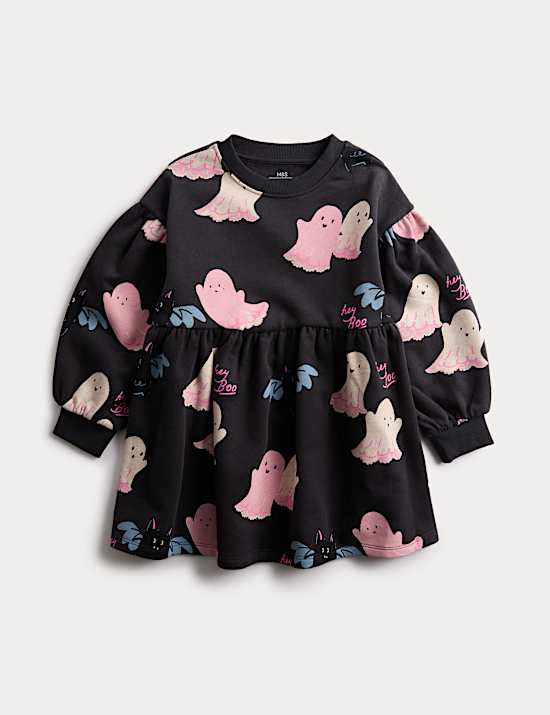 Halloween Graphic Sweat Dress (2-8 Yrs)