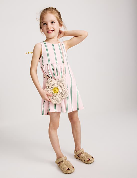Pure Cotton Striped Sleeveless Dress (2-8 Yrs)