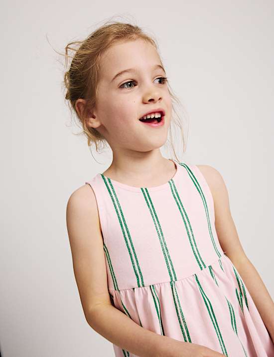 Pure Cotton Striped Sleeveless Dress (2-8 Yrs)