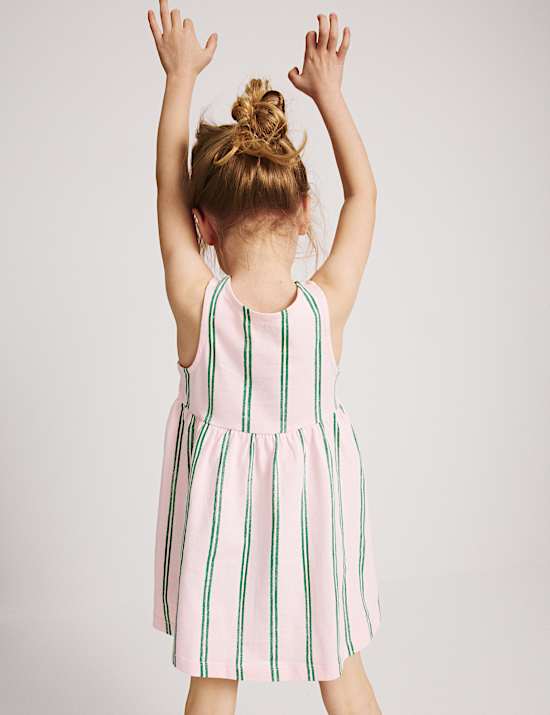 Pure Cotton Striped Sleeveless Dress (2-8 Yrs)