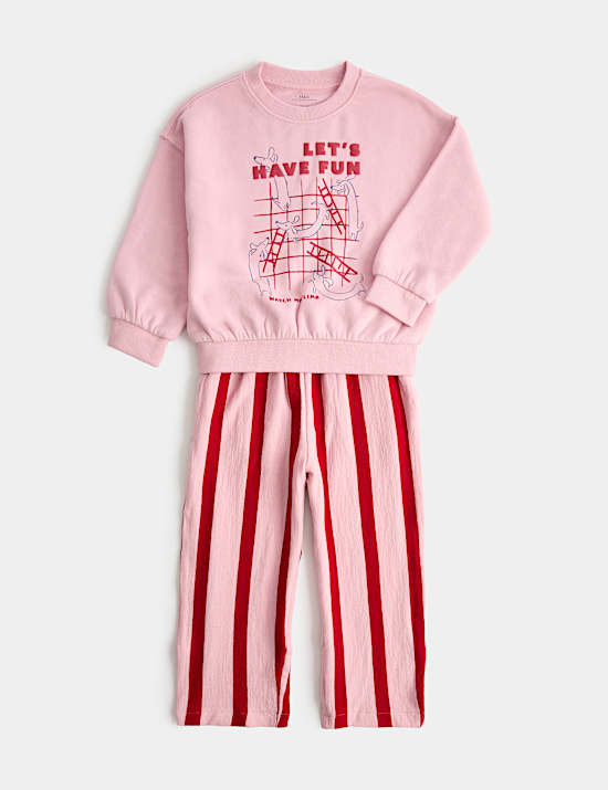 Cotton Rich Graphic Dog Sweatshirt Outfit (2-8 Yrs)