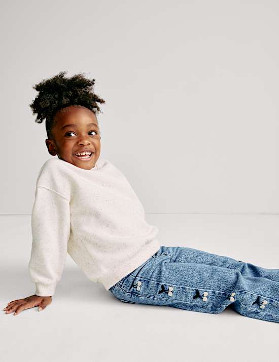 Denim Embroidered Wide Leg Jeans (2-16 Yrs)