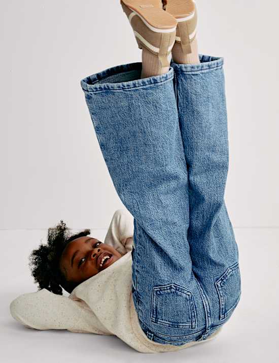 Denim Embroidered Wide Leg Jeans (2-16 Yrs)
