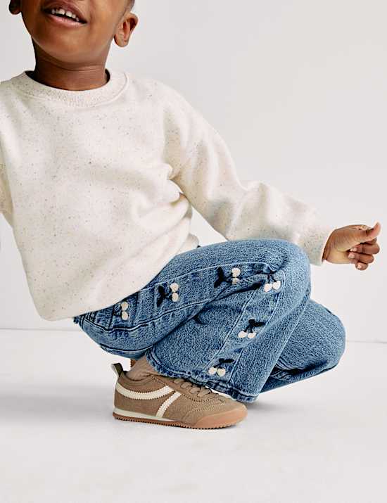 Denim Embroidered Wide Leg Jeans (2-16 Yrs)