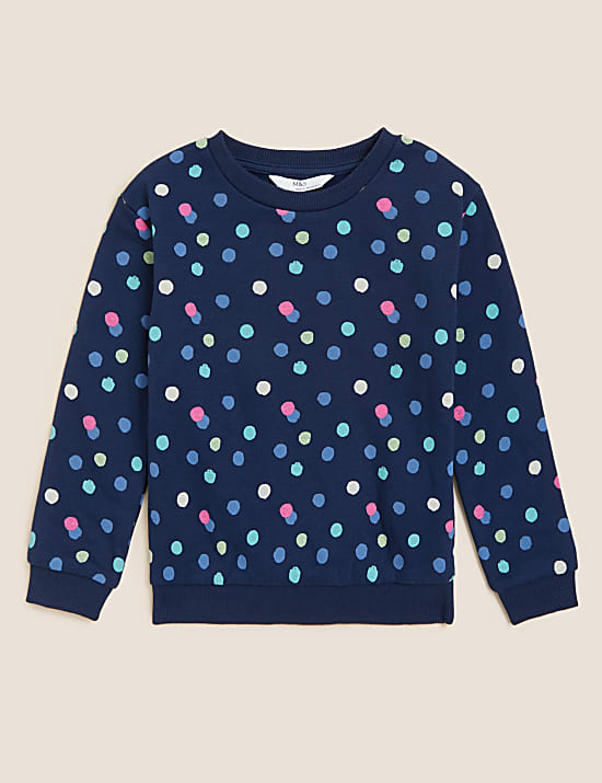 Cotton Rich Spot Print Sweatshirt