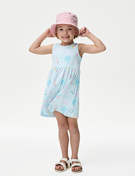 Vestido 100% algod&oacute;n estampado (2-8&nbsp;a&ntilde;os)