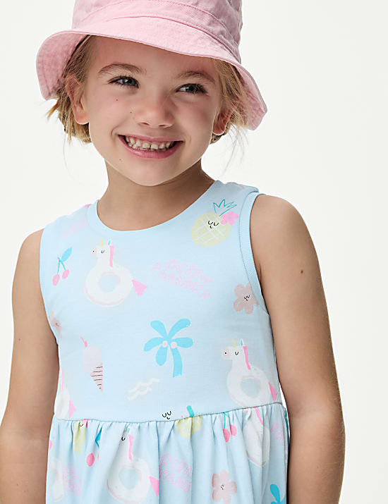 Vestido 100% algod&oacute;n estampado (2-8&nbsp;a&ntilde;os)