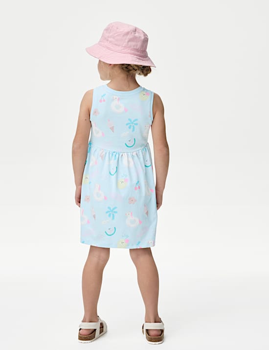 Vestido 100% algod&oacute;n estampado (2-8&nbsp;a&ntilde;os)