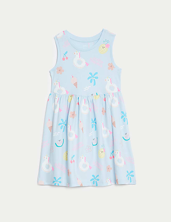 Vestido 100% algod&oacute;n estampado (2-8&nbsp;a&ntilde;os)