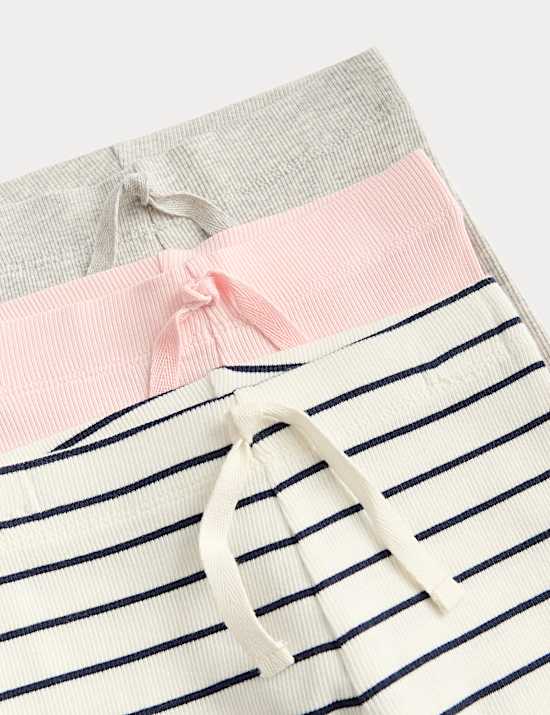 3 Pack Cotton Rich Striped Leggings (2-8 Years)