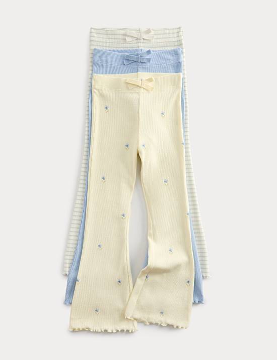 3 Pack Cotton Rich Floral & Striped Leggings (2-8 Yrs)