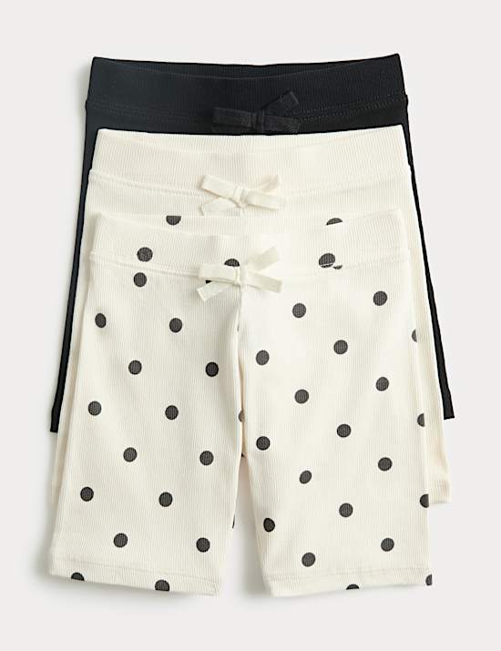 3pk Cotton Rich Polka Dot Cycling Shorts (2-8 Yrs)