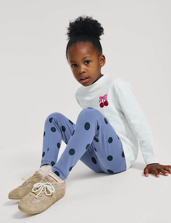 Cotton Rich Jersey Spot Print Leggings (2-8 Yrs)