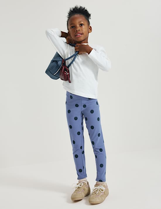 Cotton Rich Jersey Spot Print Leggings (2-8 Yrs)