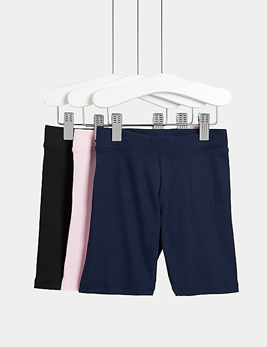 3pk Cotton Rich Cycling Shorts (2-8 Yrs)