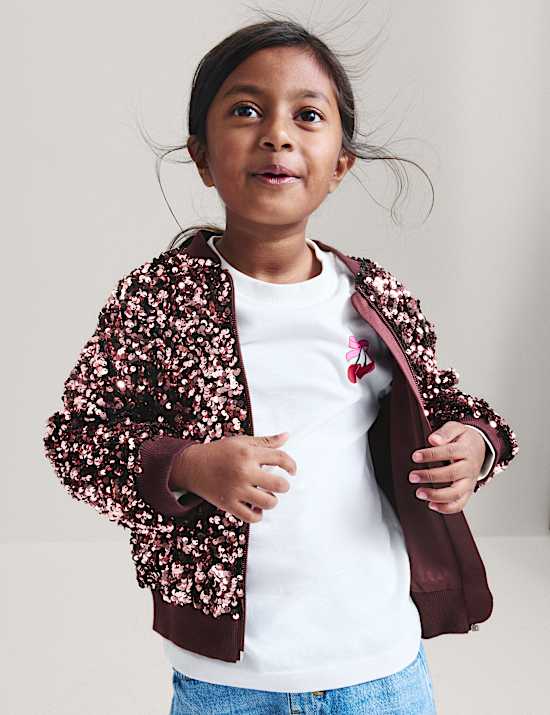 Sequin Collared Bomber Jacket