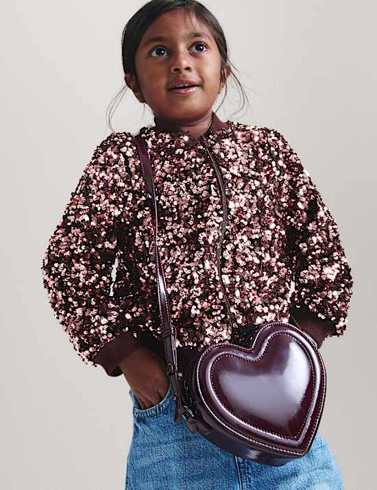 Sequin Collared Bomber Jacket