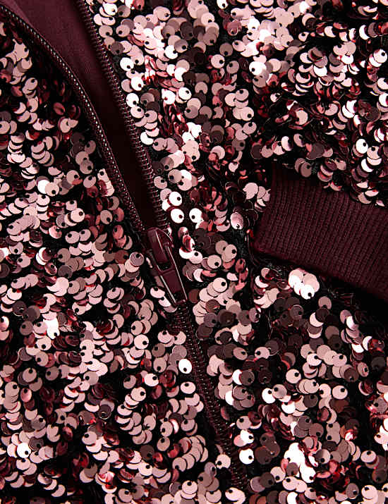 Sequin Collared Bomber Jacket