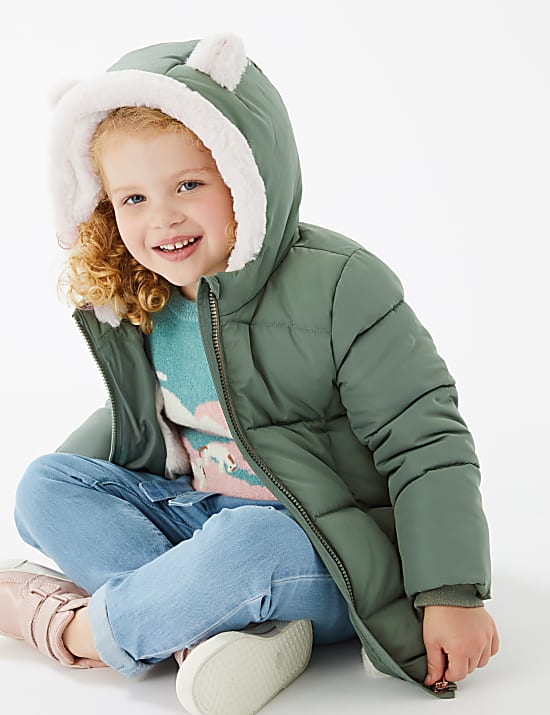 Stormwear&trade; Kitten Ear Padded Longline Coat (2-7 Yrs)
