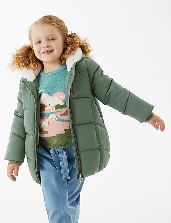 Stormwear&trade; Kitten Ear Padded Longline Coat (2-7 Yrs)