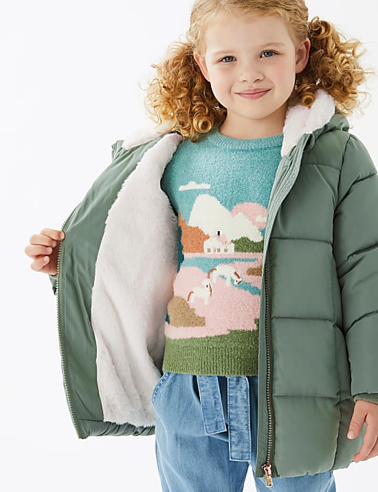 Stormwear&trade; Kitten Ear Padded Longline Coat (2-7 Yrs)