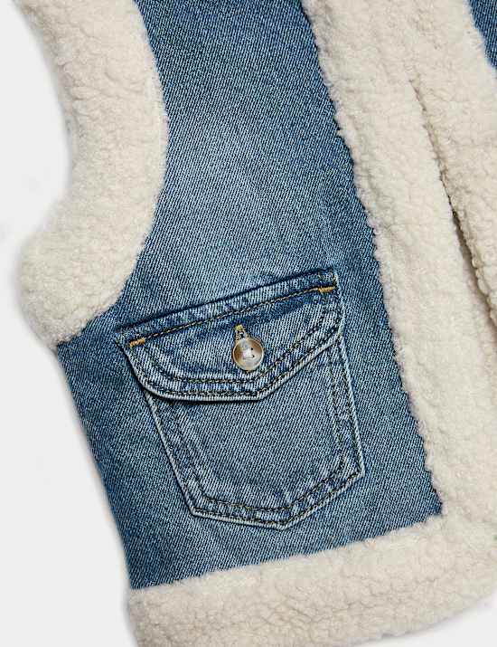 וסט חורפי דמוי צמר מבד ג'ינס (8-2 שנים)