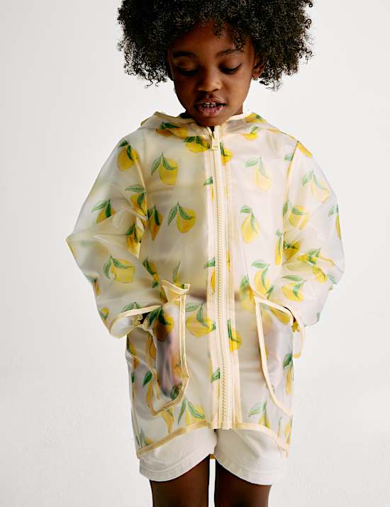 Lemon Print Hooded Raincoat (2-8 Yrs)