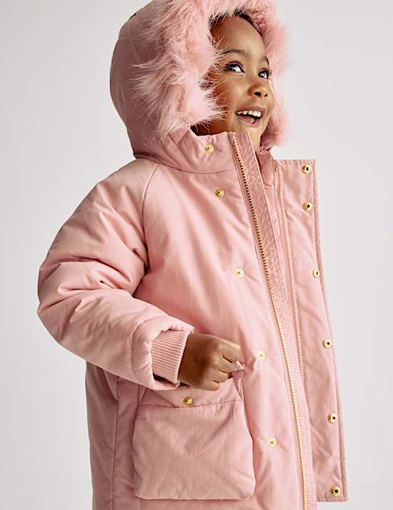 Parka z umělé kožešiny s kapucí, vysoký podíl bavlny (2–8 let)