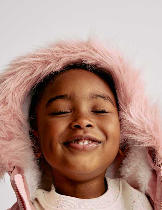 Parka z umělé kožešiny s kapucí, vysoký podíl bavlny (2–8 let)