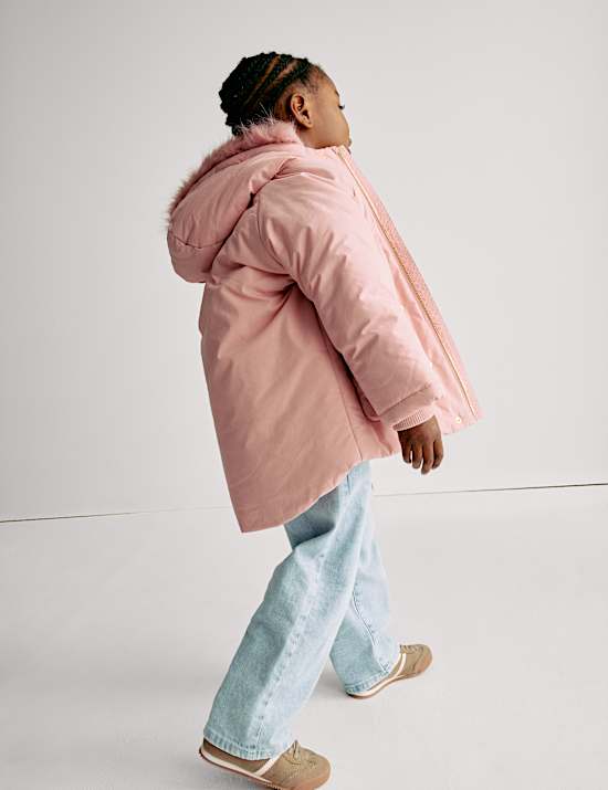 Parka z umělé kožešiny s kapucí, vysoký podíl bavlny (2–8 let)