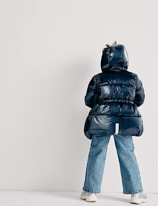 Metallic Waisted Hooded Parka (2-8 Yrs)