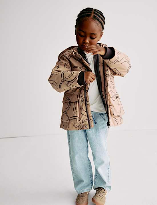 Rybářský kabát typu 3 v 1 s potiskem mašliček (2–8 let)