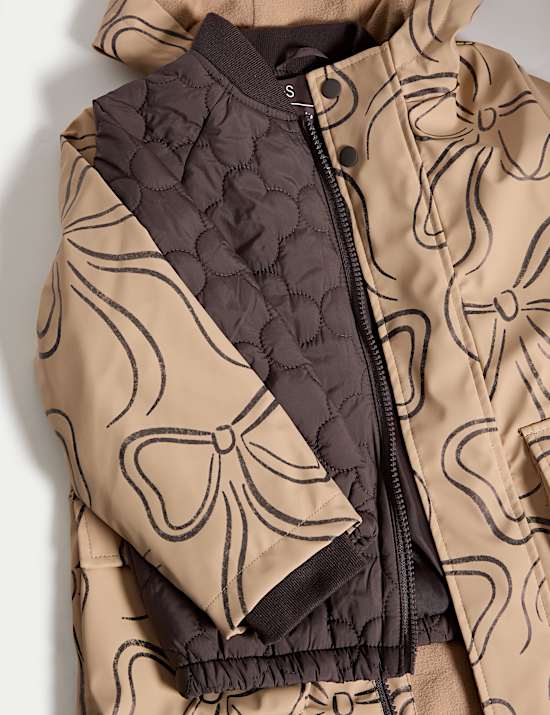 Rybářský kabát typu 3 v 1 s potiskem mašliček (2–8 let)