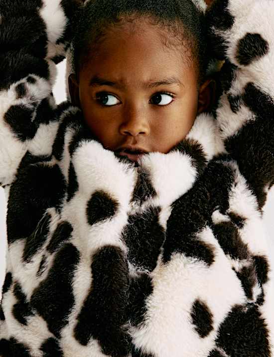 Jack met koeienprint, capuchon en kunstbont (2-8 jaar)