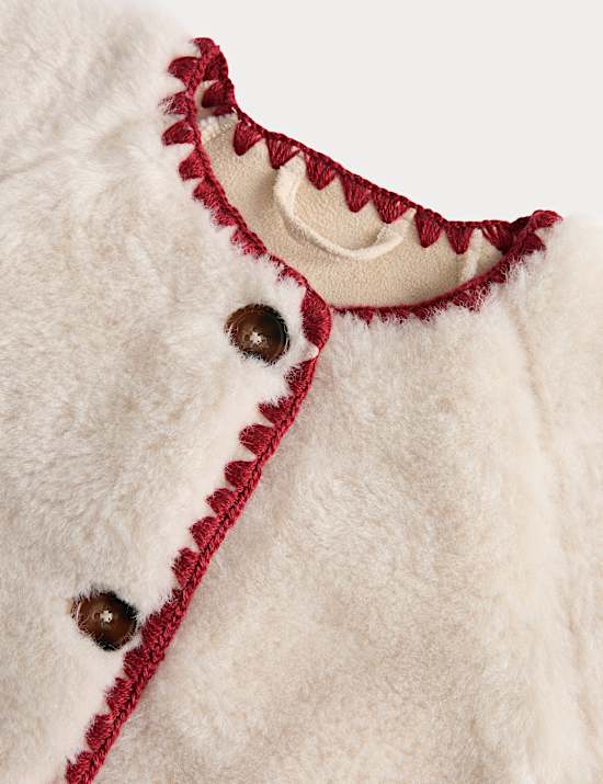 2pc Blanket Stitch Borg Coat & Scarf Set (2-10 Yrs)