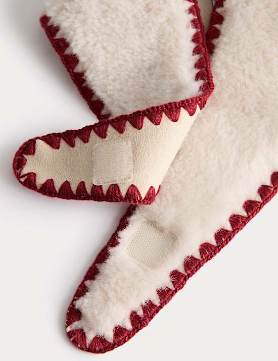 2pc Blanket Stitch Borg Coat & Scarf Set (2-10 Yrs)