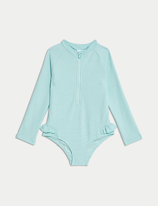 Textured Long Sleeve Swimsuit (2-8 Yrs)