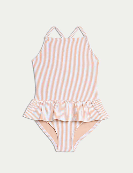 Maillot de bain à rayures et volants (du 2&nbsp;au 8&nbsp;ans)