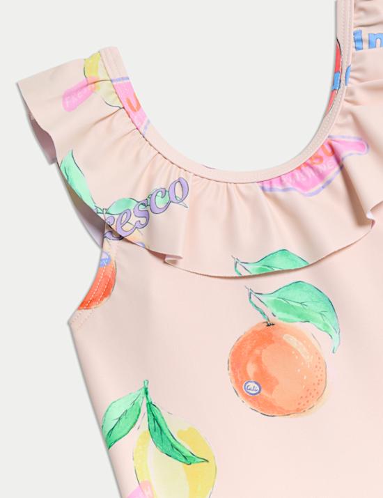 Μαγιό με σχέδιο φρούτα και βολάν (2-8 ετών)