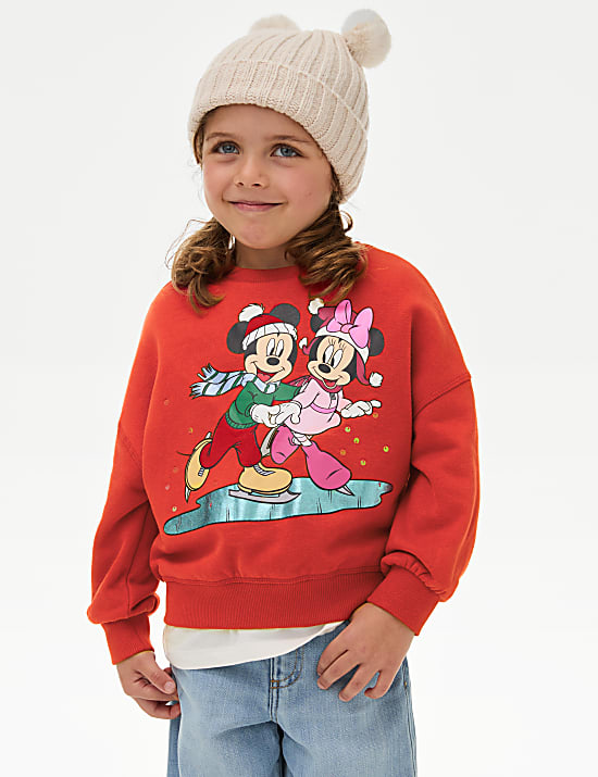 Cotton Rich Minnie & Mickey Mouse&trade; Christmas Sweatshirt (2-8 Yrs)