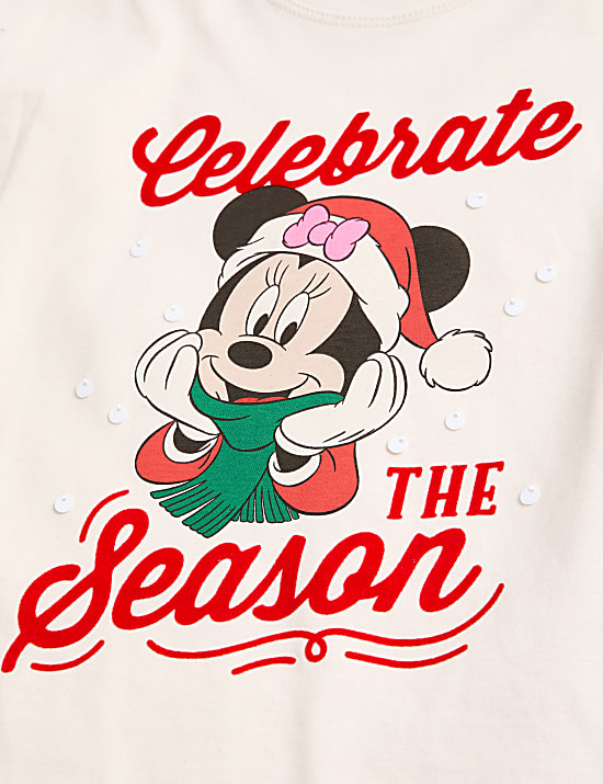 Pure Cotton Minnie Mouse&trade; Christmas Top (2-8 Yrs)
