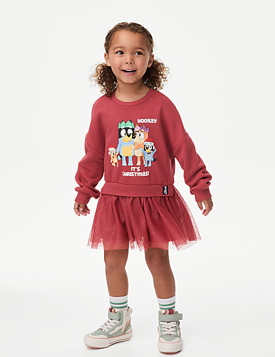 Sweatshirtkleid mit hohem Baumwollanteil und Bluey&trade;-Motiv (2&ndash;8 J.)