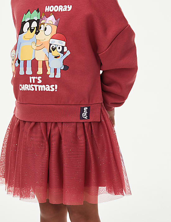 Sweatshirtkleid mit hohem Baumwollanteil und Bluey&trade;-Motiv (2&ndash;8 J.)